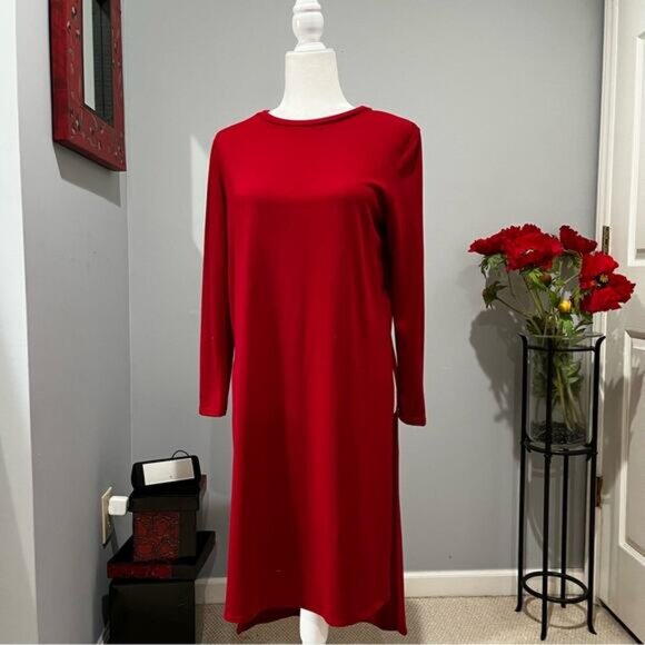 NEW Rags & Couture Longline Knit Midi Sweater Long Sleeve Tunic Dress M Red NWOT - Picture 8 of 15